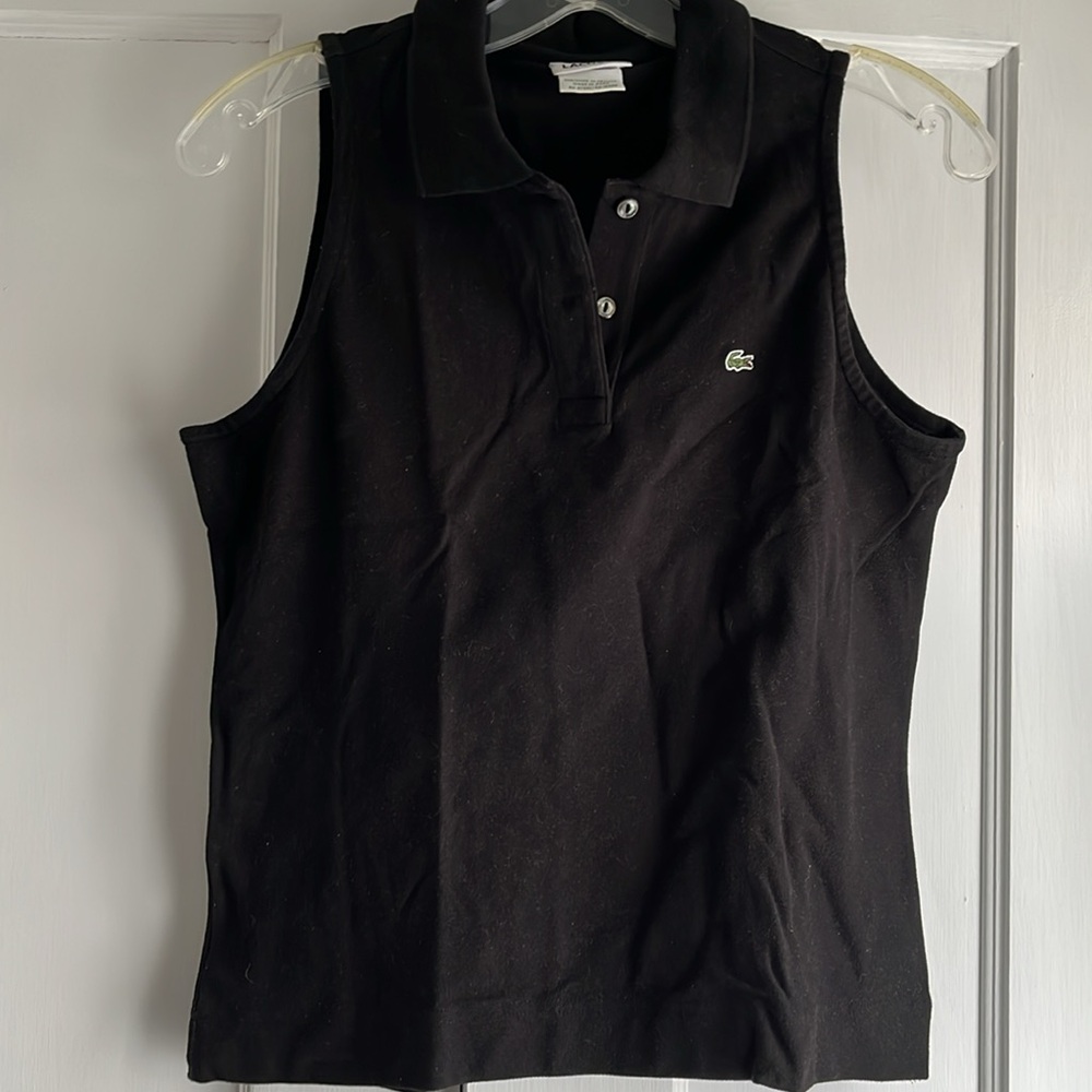 Lacoste Women’s Black Sleeveless Cotton Polo Size 42